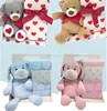 Blanket toys for kids baby stuffed animal toy bear dog plush toy gift set animal with blanket Blanket with Toy Stufffed Plush