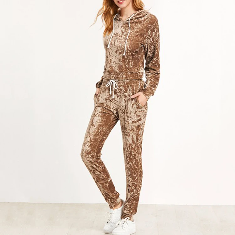 crushed velvet jogging suit