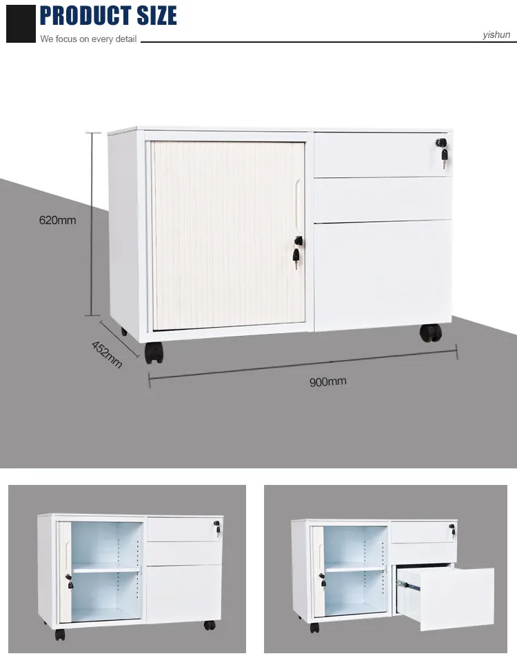 New design small tambour door cabinet with wheels