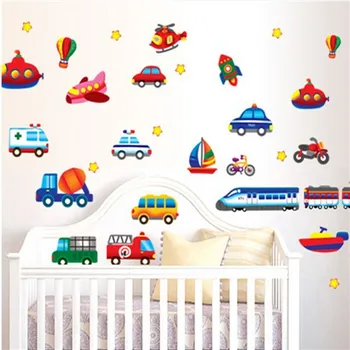 3d Pvc Removable Stiker Dinding Anak Anak Kartun Stiker Mobil