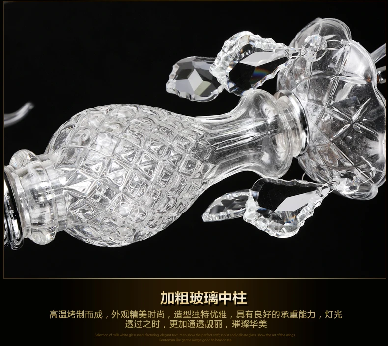 Light luxury lighting glass candle crystal chandelier for living room bedroom villa hotel