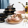 Wholesale popular design luxury gold plated round dish rice bowl ceramic dinnerware sets