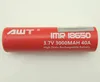 awt 18650 battery 3000mah 3.7v 40a battery for vaporizer rubber penis e cigarette minikin v2 sxmini q class mod minikin v2