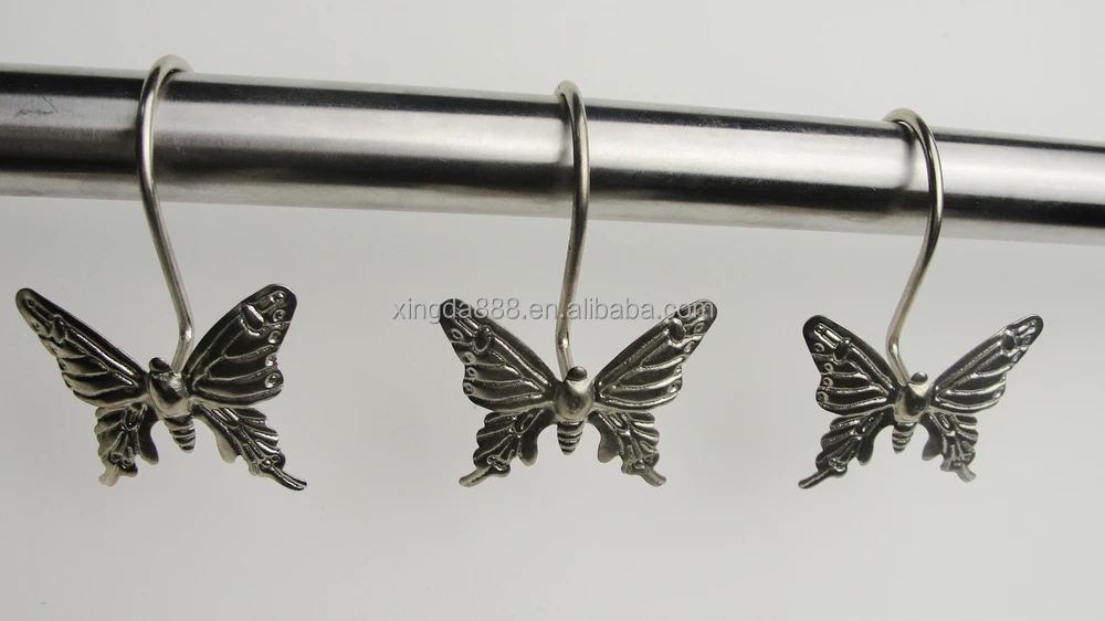 Butterfly &dragonfly Design Metal Shower Curtain Hooks Set/metal