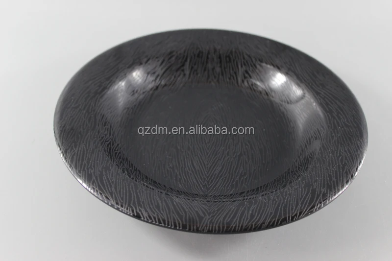 Black Plastic dinner plate Embossment deep dishes