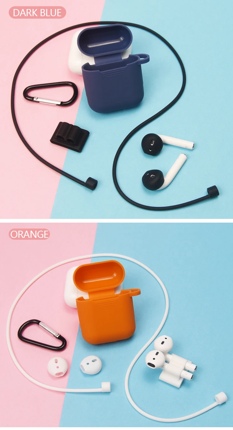 5in1 Silicone Case For Airpod Accessory Set + Anti Lost Strap