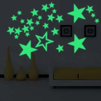 fluorescent christmas stars sticker glow in the dark wall stickers