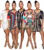2018 Summer Women Casual 3/4 Sleeve Loose Button Down blouse top floral tunic shirt dress