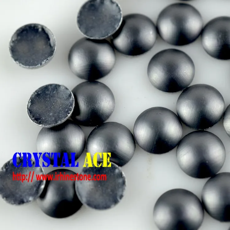 Korean Lead Free 8mm D.k. Grey Frosted Heat Transfer Half-round Pearl For Fashion Punk Pearl