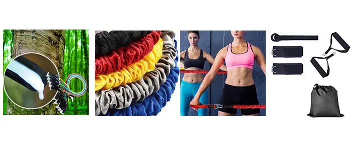 Wholesale high resistance band work out 11 pcs resistance bands set with fabric covered for gym fitness