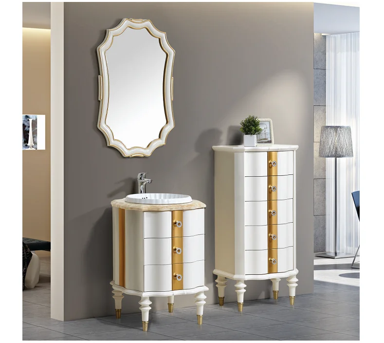 Waterproof Plywood Bathroom With Marble Top Vanity Combo Wood
