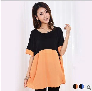 Лето корейский версия два цвет stiching без тары беременные женщины короткая рукавами футболки, Для беременных топы