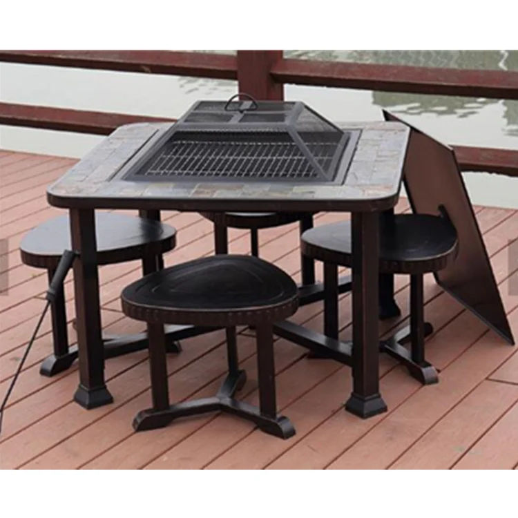 Metal Outdoor Fire Pit Set With Chimney Steel Fire Pit Grill Buy