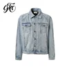 Hot sale simple design washed blue denim jacket for men