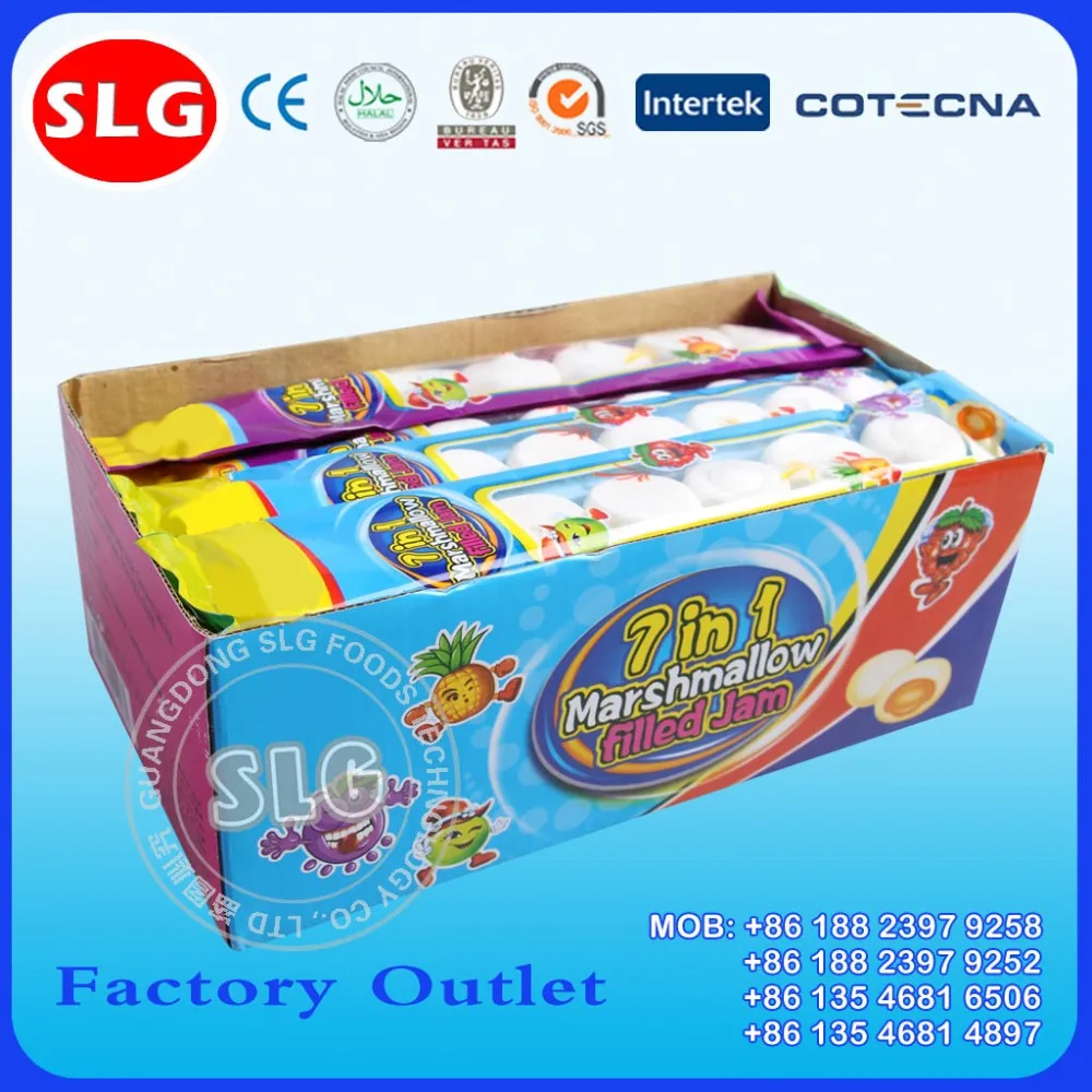 Halal Jam Filled Marshmallow 7 In 1 Marshmallow Shantou Manufacturer