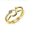 Everyday Fashion Jewelry Girls 925 Sterling Silver Moon Star Gold Ring Setting Women