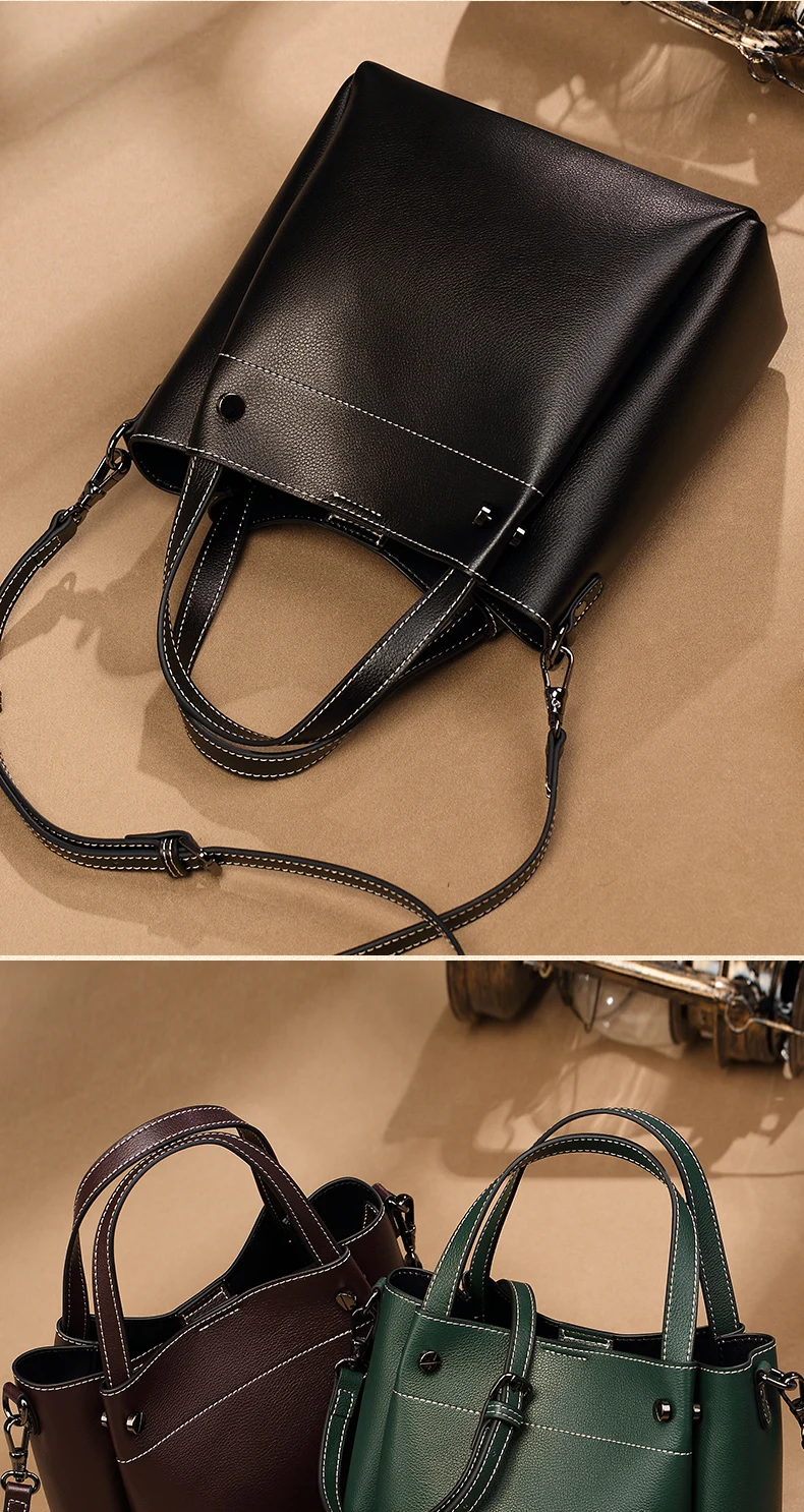 High Quality Fashion Handbag Genuine Leather Shoulder Bag Simple Large Capacity Soft Bag Canada ...