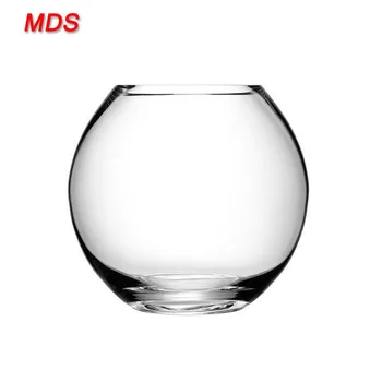large flat round glass vase
