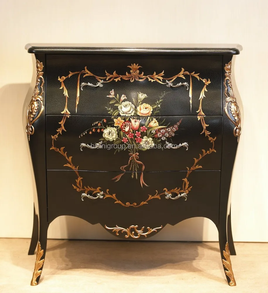 Oorspronkelijke barokke bloem design hout nachtkastje, luxe ... Ontworpen slaapkamers shabby chic