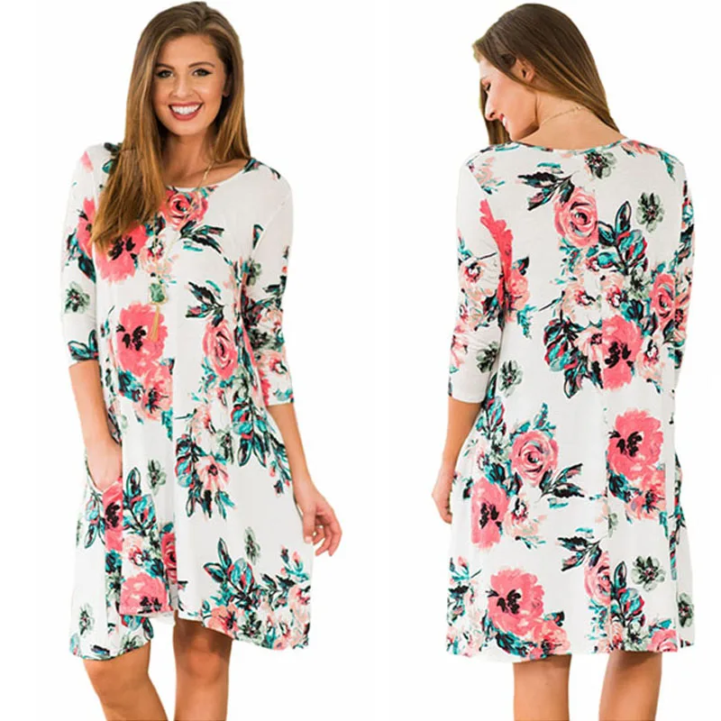 black floral tunic dress