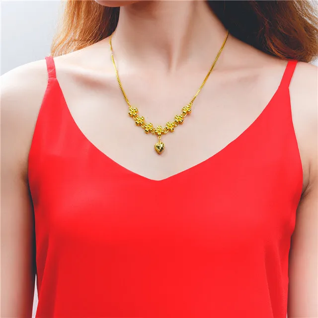 Vietnam Yellow Gold Necklace Wedding Bridal Accessories Wholesale Pure