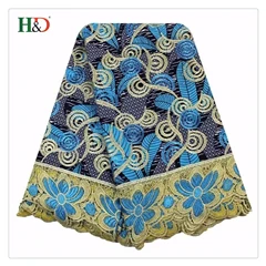 H & D Wholesale French Embroidery Batik Super Dutch Hollandaise Fabric African Wax Lace For Full Dress