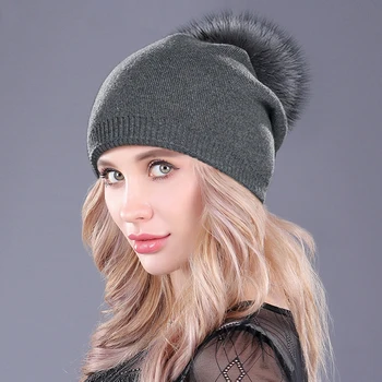 hats winter knitted wholesale cc beanie hat pompom fur larger