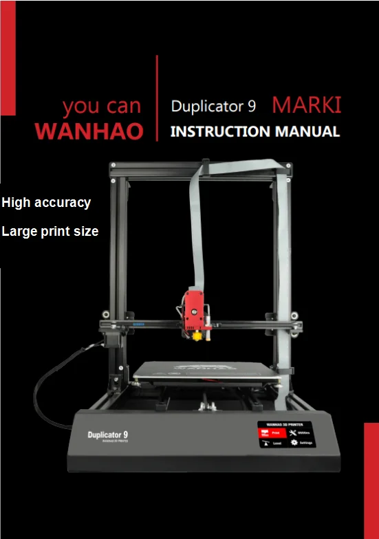 2018 New 400*400*400mm Big Size D9 WANHAO factory desktop 3D printer , Wanhao Duplicator 9 MKI FDM / FFF large format 3D printer