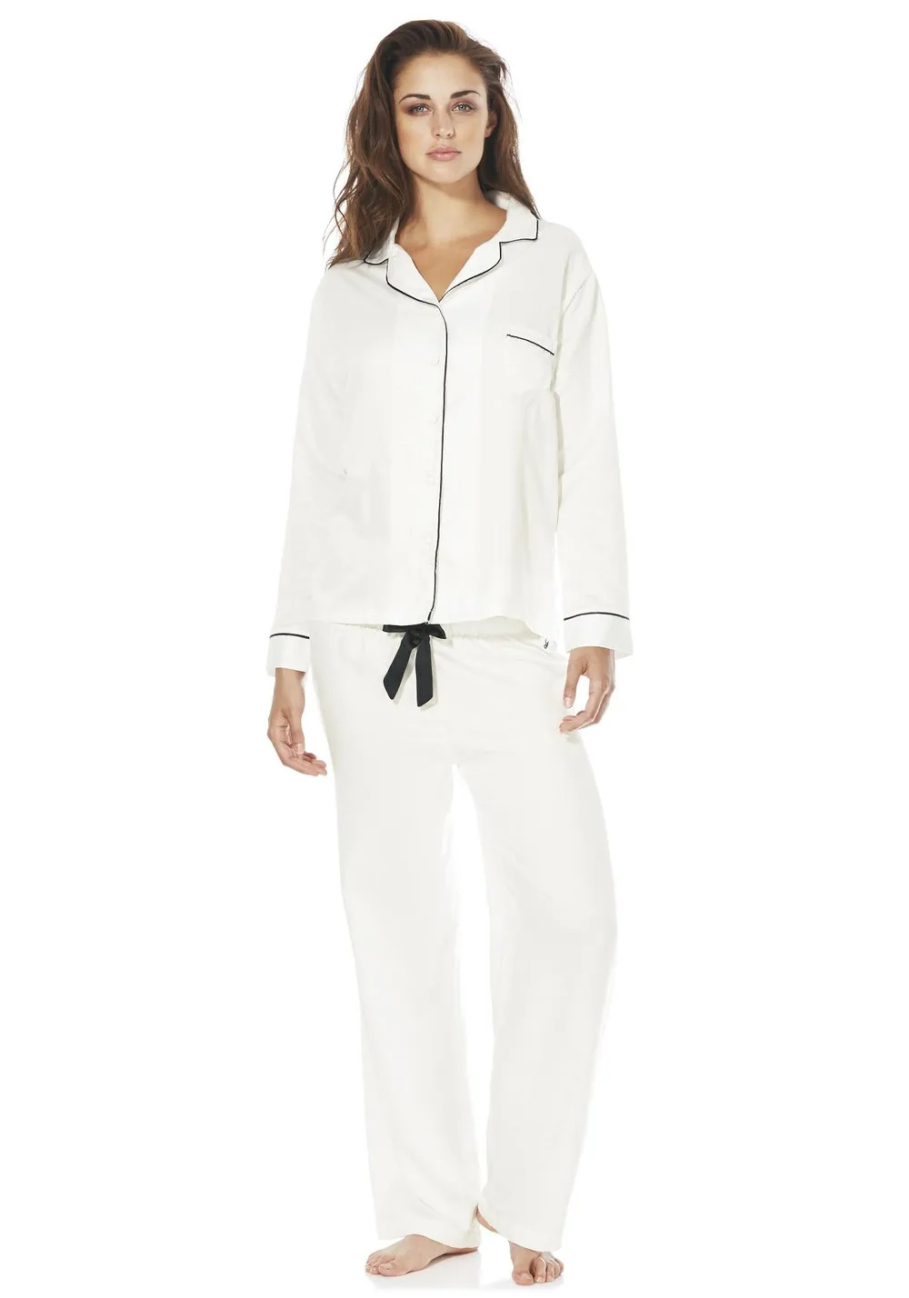 White Plain Button Up Satin Pajamas - Buy Satin Pajamas,White Plain ...