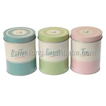 Coffee White Biscuits & Bread with Copper Detailing 5 Piece Kitchen Storage Canister Set Tin Containers for Tea Sugar 
