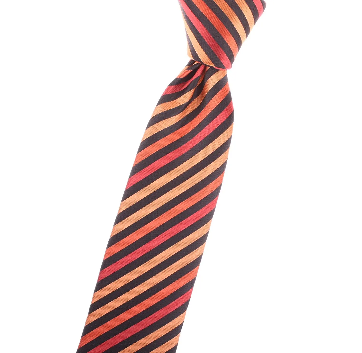 Boy's / Youth / Kid's / Children's Ties Striped Orange and Black, with Onyx Black, Rust, Burnt & Flame Orange - by Jon vanDyk