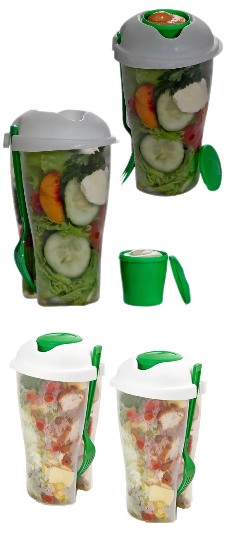 Fresh Salad Shaker Cups With Salad Dressing Shaker Fork Food Storage