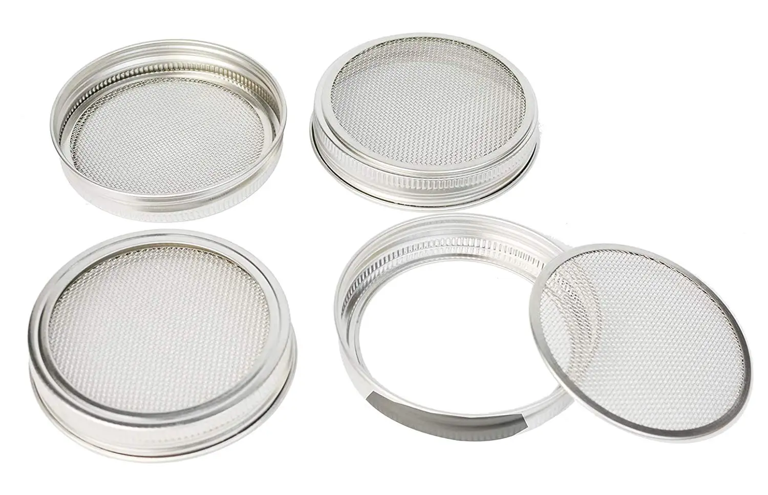 Sprouting Jar Lid Kit, HapWay 4 Pack Stainless Steel Bean Screen Mason Jar Sprouting Strainer Lids for Wide Mouth Mason Jars Canning Jars