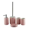 BX 5-Piece Pink Bathroom Accessory Set, Includes:Lotion Dispenser,Toothbrush Holder,Tumbler and Soap Dish