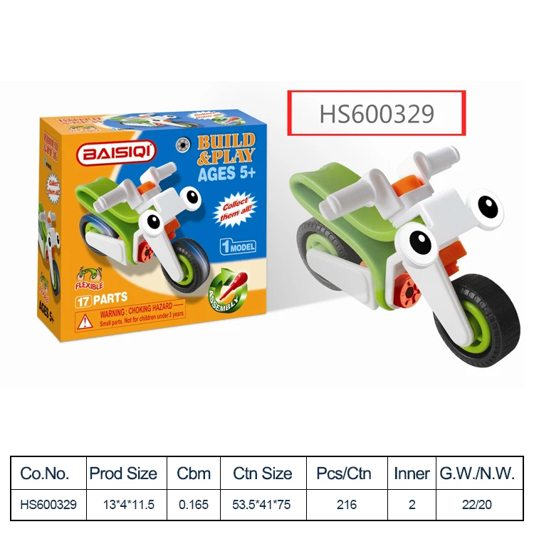 HS600329, HUWSIN toy, Safety Cute scooter building block For Kids