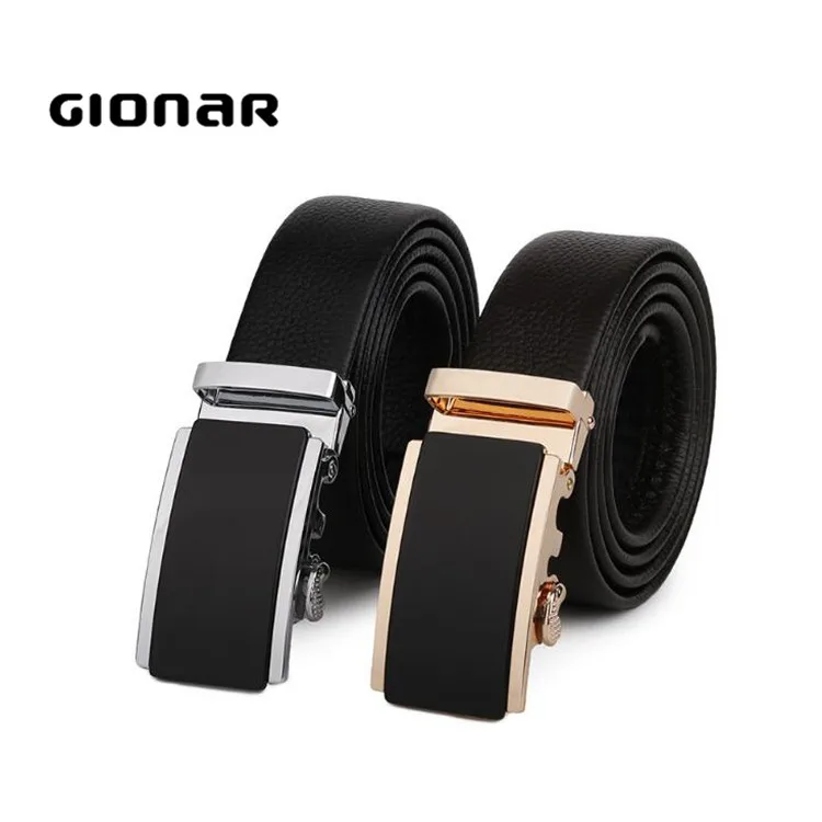 New Trend Perfect Gift Choice Multi Design Genuine Mens Black Leather Belt