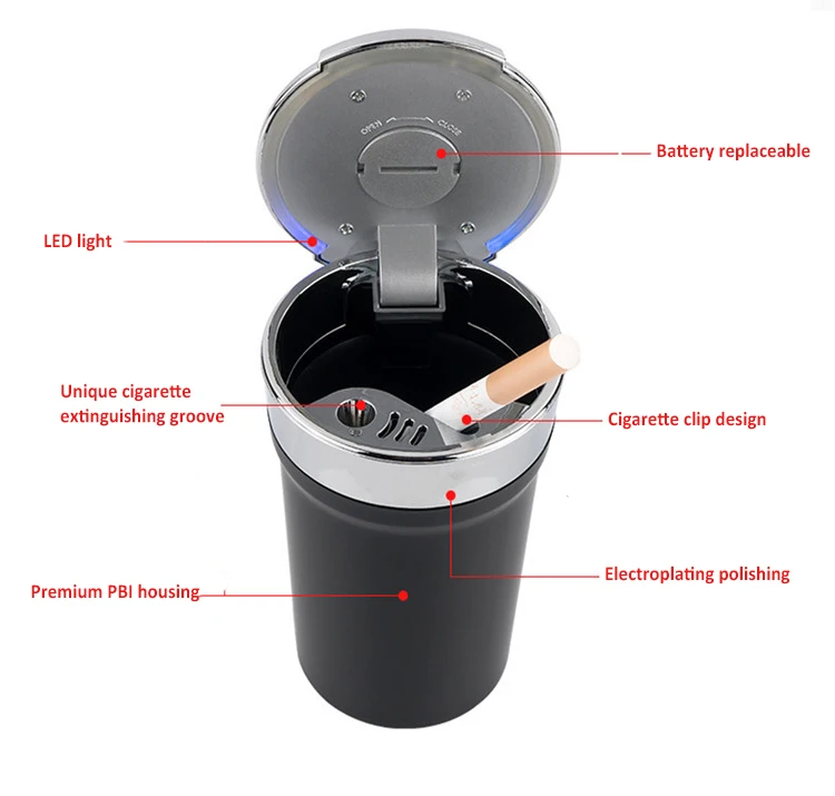 Quality High Performance Car Cup Holder Aluminium Alloy Ashtray With