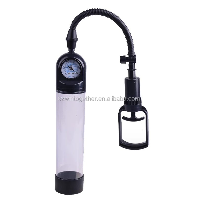 Hand free gas-pressure meter penis enlargement pump erection