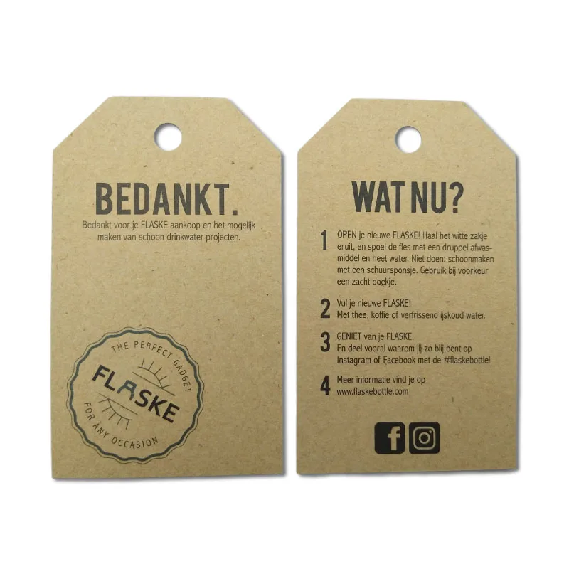 Custom Printed recycled paper clothing China hang tag