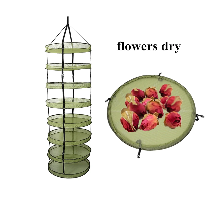 Greenhouse Collapsible Dry Net Grow Tent Hanging Round Mesh Herb Drying