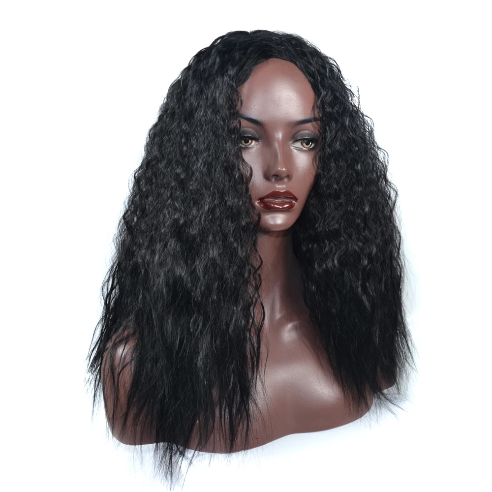 Alileader Corn Perm Black Long Curly Synthetic Hair Wigs View