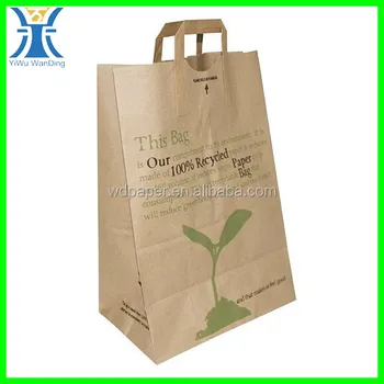 Yiwu 2017 New Arrived Brown Shrong Printed Flat Handle Recycled Yiwu 2017 New Arrived Brown Shrong Printed Flat Handle Recycled Paper Bags With Handles Whole In