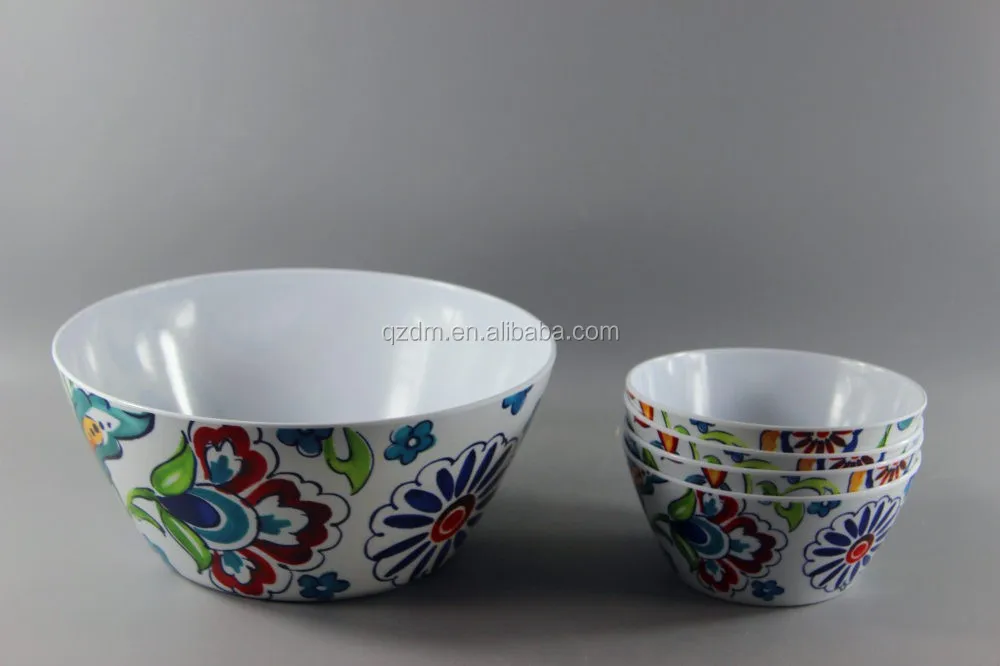 7 Piece Melamine Salad Bowl With Salad Spoon And Fork Whole Salad Set