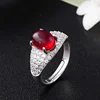 Crystal Ruby CZ Diamond 925 Sterling Silver Wedding Ring for Woman YJ00549
