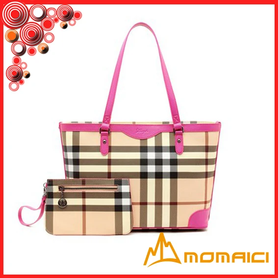 Классическая мода проверить узор женская кожаная сумка ПВХ с сумочкой