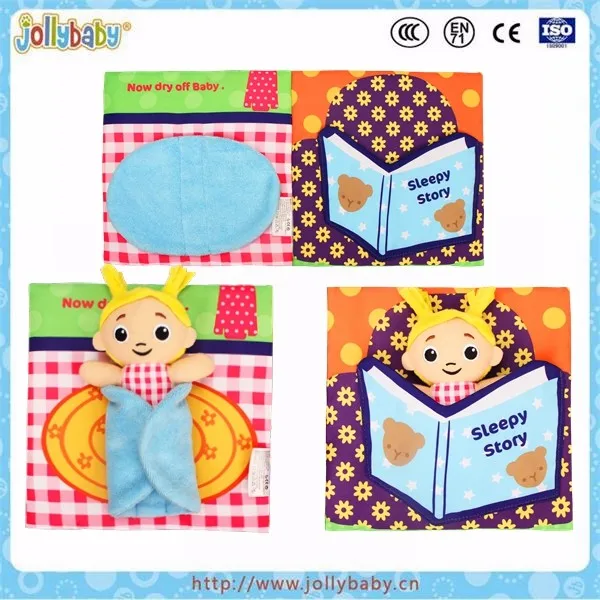 Funny plush educational toys baby cloth book with little girl toy