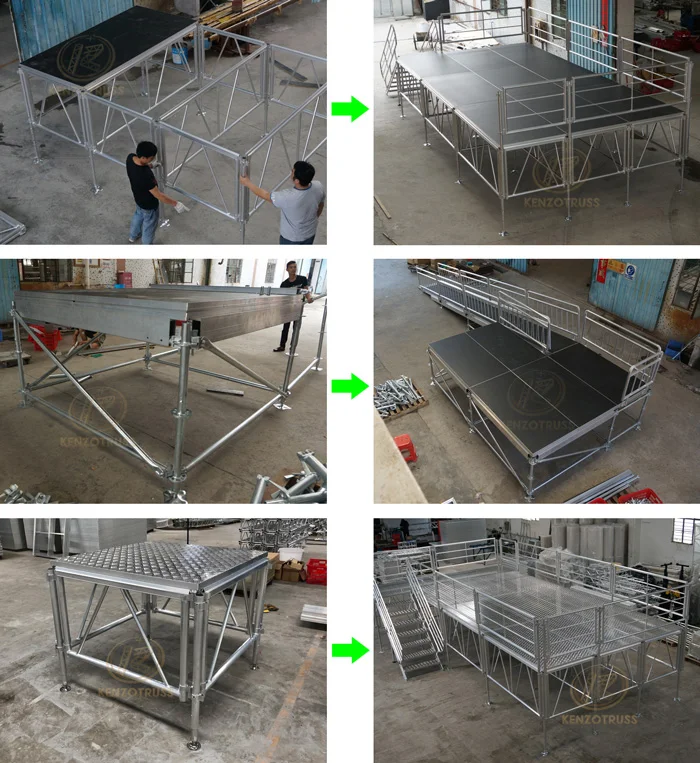 Aluminum dance stage deck platforms adjustable