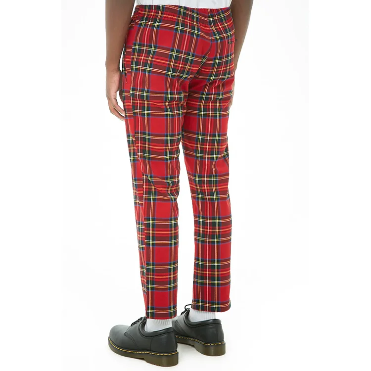 red and black plaid mens pants