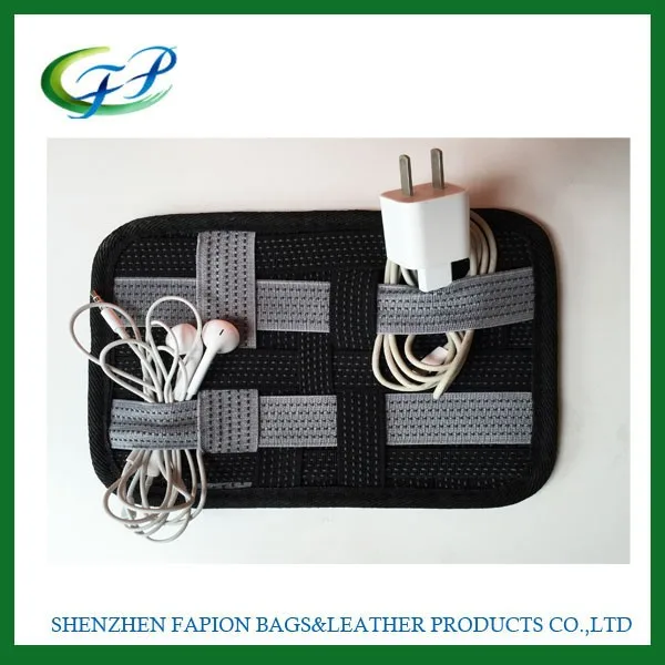 Custom Elastic Rubber Band Grid Tablet Organizer Bag With Zipper Pocket