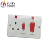 Hot sale UK standard 45A +13A wall switched socket with neon wall power cooker switch